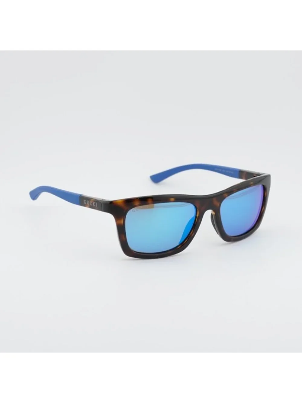 Gucci GG1735S 003 Sunglasses Havana Rectangle Frame, Blue Lenses